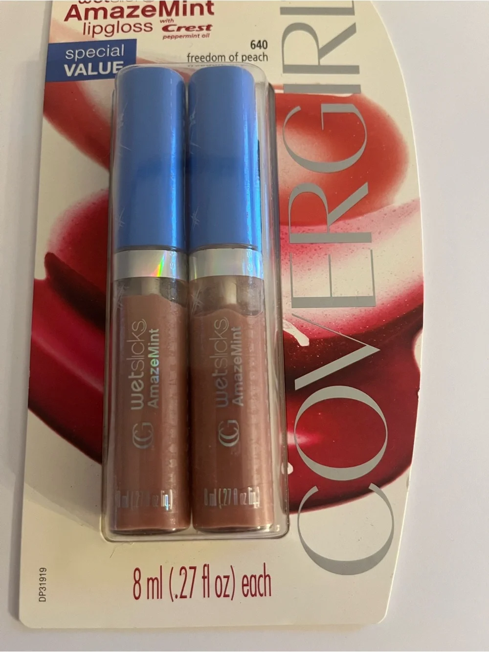 COVERGIRL Wetslicks Amazemint Lip Gloss 640 Freedom Of Peach 2Pack sealed NOS